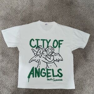 Pacific Sunwear Mens White and Green T-Shirt